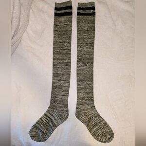 Stylish Green, Gray, and Black Knee-High Socks